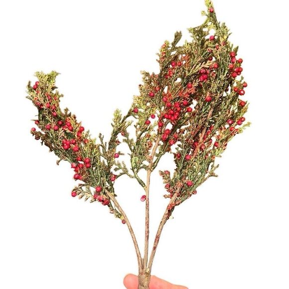 Lot of 20 Artificial Pine Cone Branches Holly Berries Ornaments Christmas Decor - Picture 7 of 11